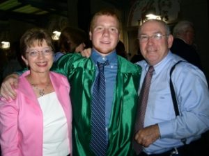 Paul Harris with his mom and Dad at graduation