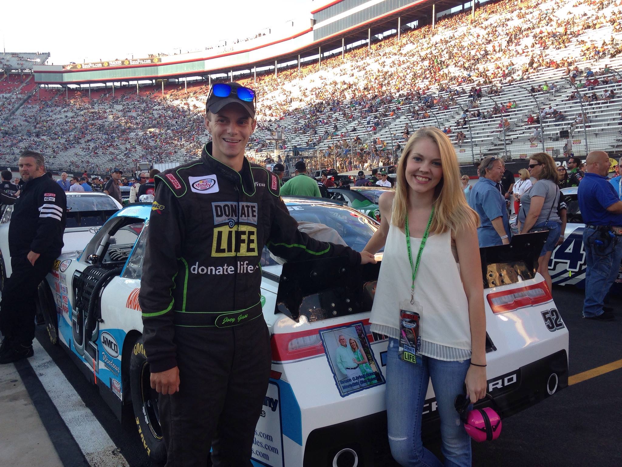 Joey Gase and Meredith Haga at Bristol Motor Speedway.